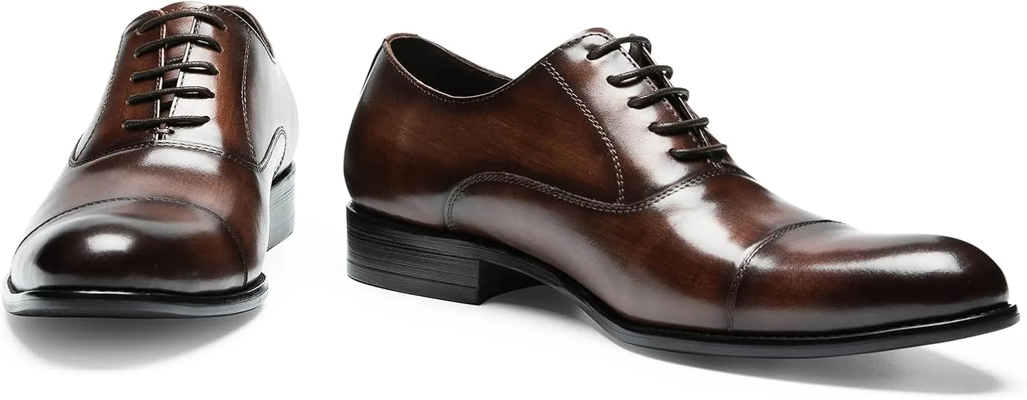 Men's Dress Shoes - Cap Toe Oxford in Genuine Leather | Classic Formal Shoes for Business & Weddings