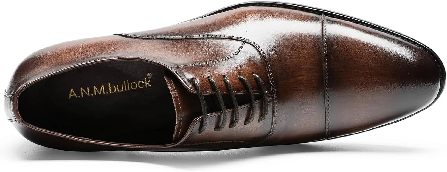 Men's Dress Shoes - Cap Toe Oxford in Genuine Leather | Classic Formal Shoes for Business & Weddings