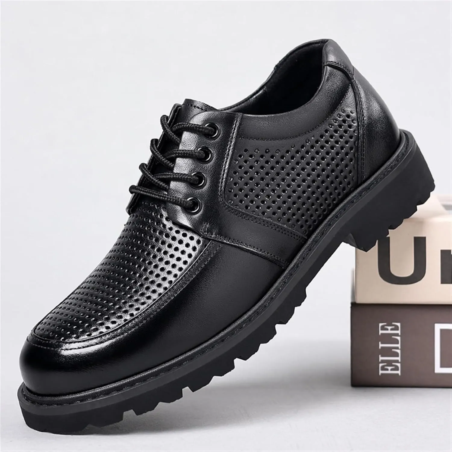 Men's Dress Shoes Casual Comfort Walking Business Shoes Mid Chunky Heels Formal Tuxedo Shoes for Men(11)