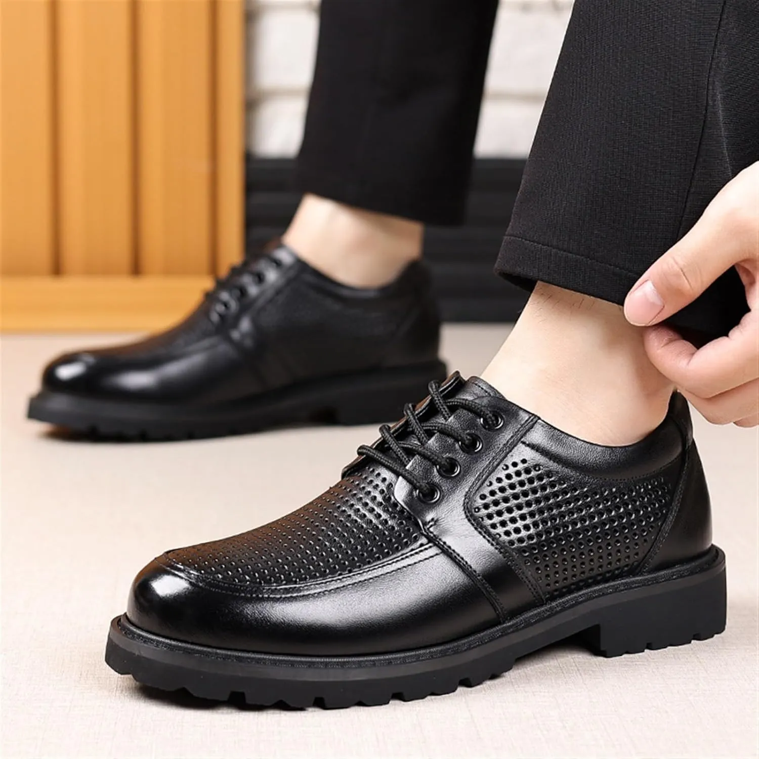 Men's Dress Shoes Casual Comfort Walking Business Shoes Mid Chunky Heels Formal Tuxedo Shoes for Men(11)