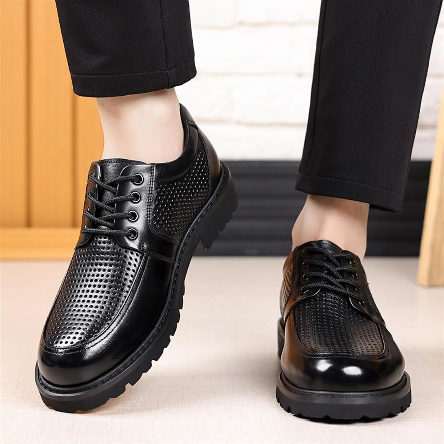 Men's Dress Shoes Casual Comfort Walking Business Shoes Mid Chunky Heels Formal Tuxedo Shoes for Men(11)
