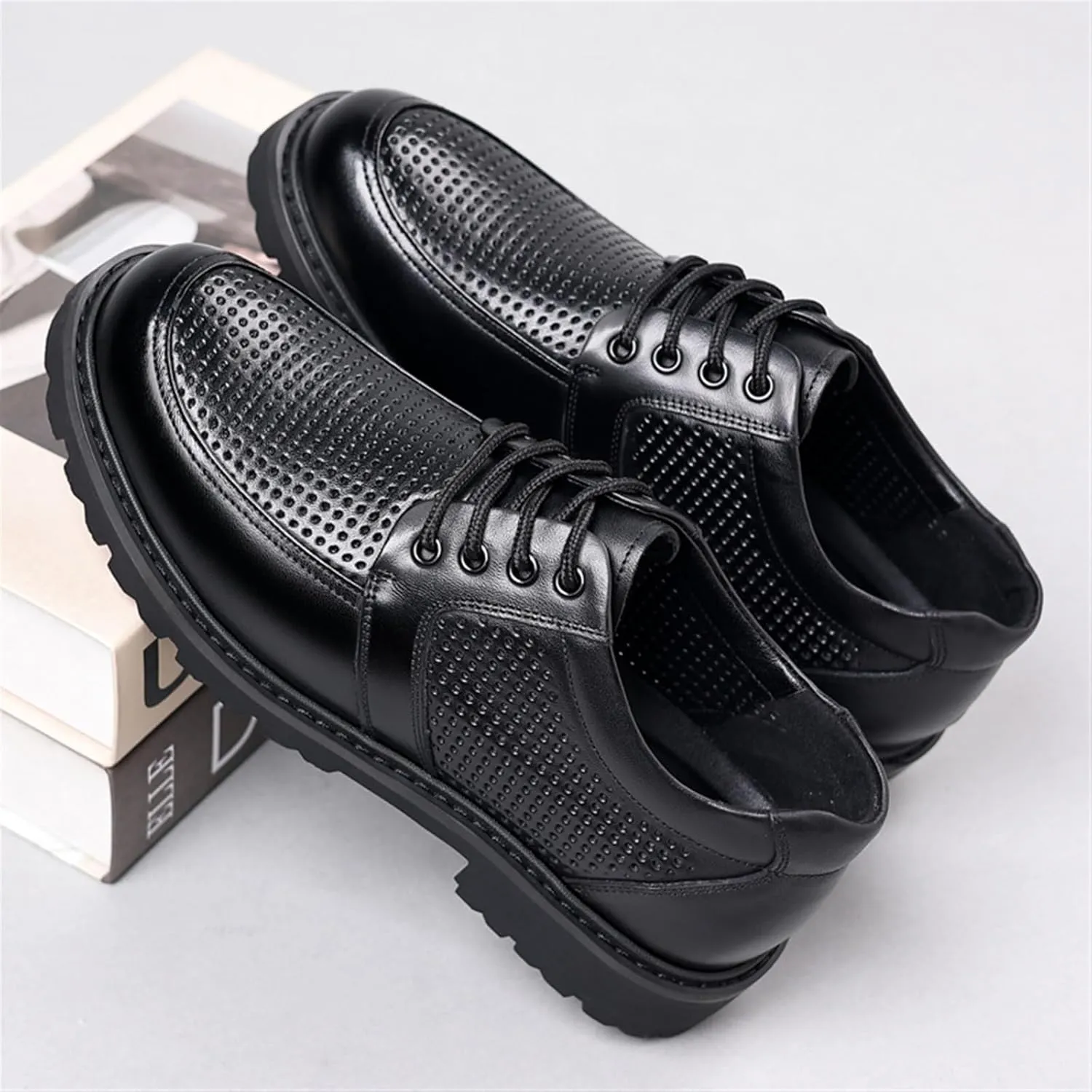 Men's Dress Shoes Casual Comfort Walking Business Shoes Mid Chunky Heels Formal Tuxedo Shoes for Men(11)