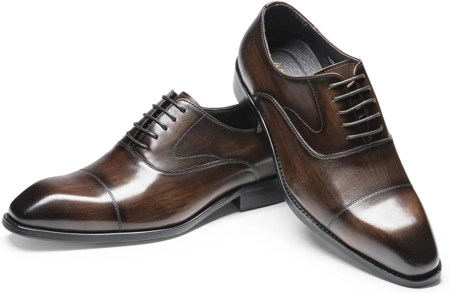 Mens Dress Shoes - Genuine Leather Cap Toe Oxfords | Classic Formal Shoes for Business & Weddings