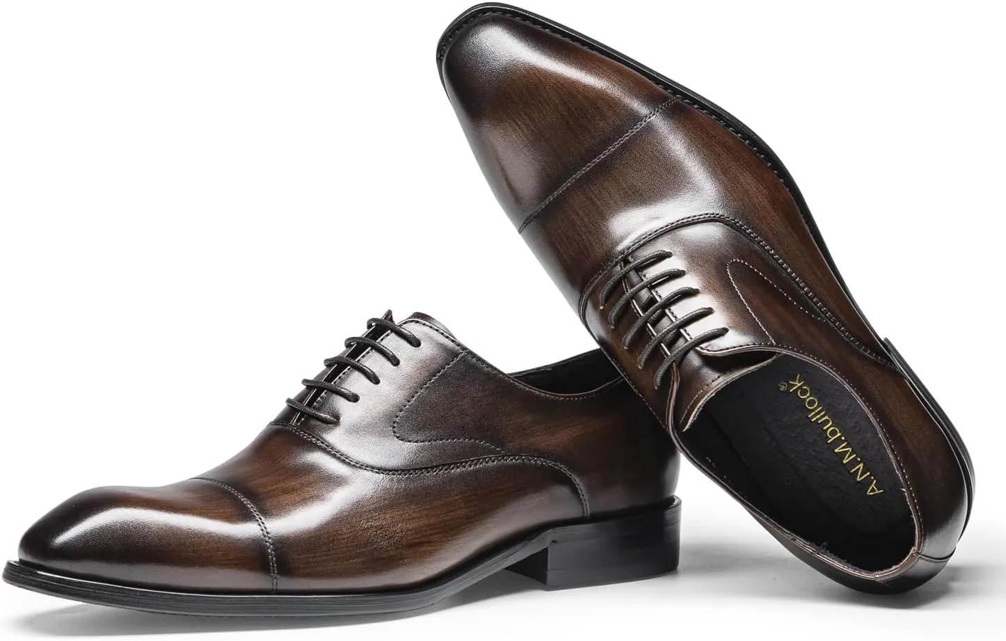 Mens Dress Shoes - Genuine Leather Cap Toe Oxfords | Classic Formal Shoes for Business & Weddings