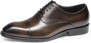 Mens Dress Shoes - Genuine Leather Cap Toe Oxfords | Classic Formal Shoes for Business & Weddings