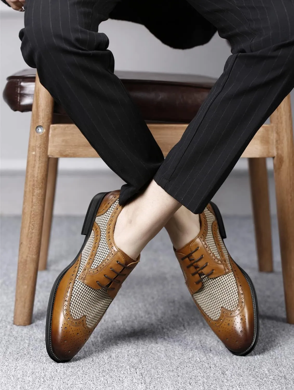 Men's Dress Shoes Lace-up Brogues Derbys Oxford Formal Shoes for Men Wedding Business Office