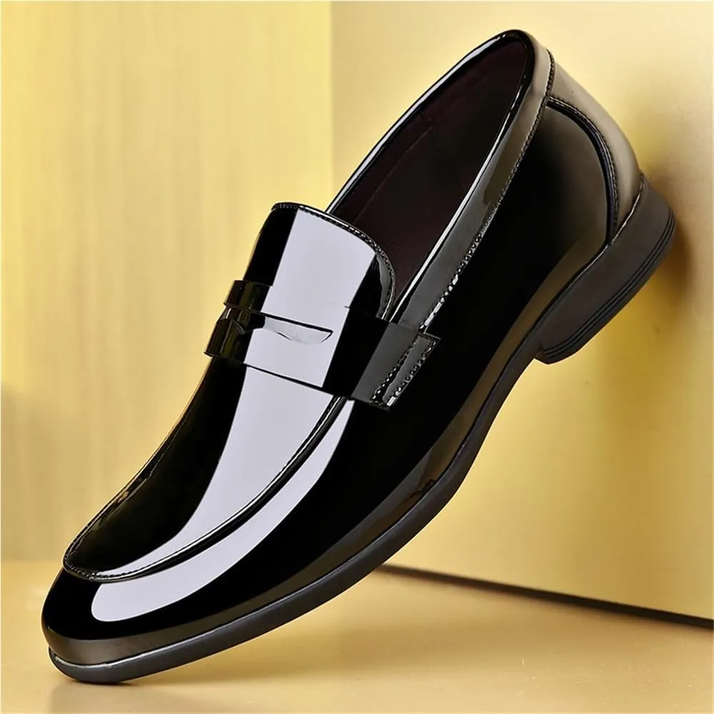 Mens Driving Loafers Faux Leather Evening Casual Solid Color Round Toe Non Slip Low Top Block Heel Anti-Slip Shoe Slip On