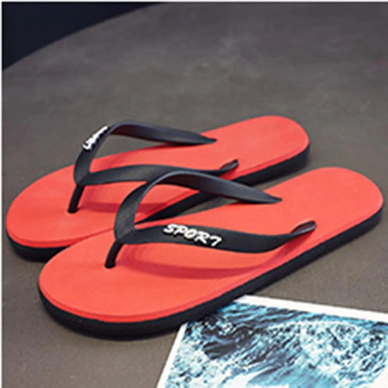 Men's Flip Flops Beach Rubber Shower Shoes For Men Thin Strap Beach Sandal With Lightweight and Soft Shoe Insert