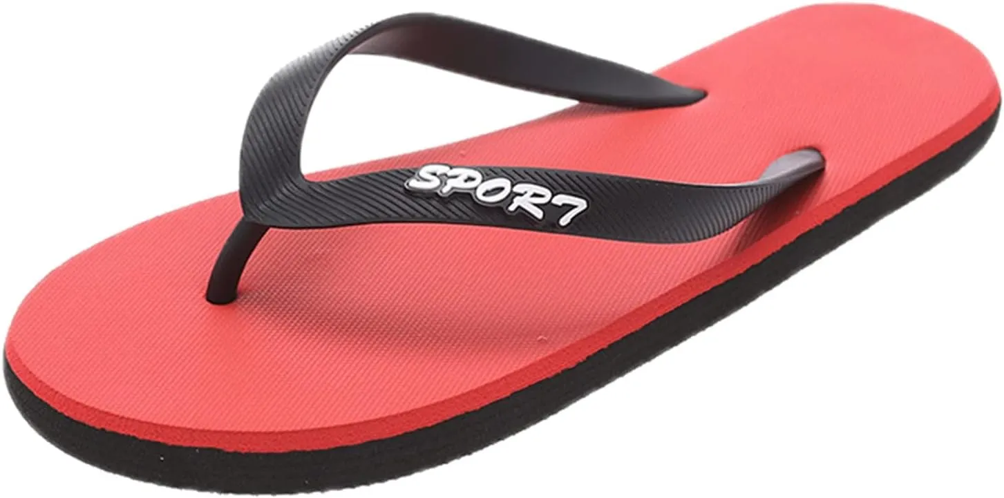 Men's Flip Flops Beach Rubber Shower Shoes For Men Thin Strap Beach Sandal With Lightweight and Soft Shoe Insert