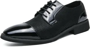 Mens Formal Fashion Patent Leather Oxfords Shoes Lace Up Derby Tuxedo Dress Shoes for Men
