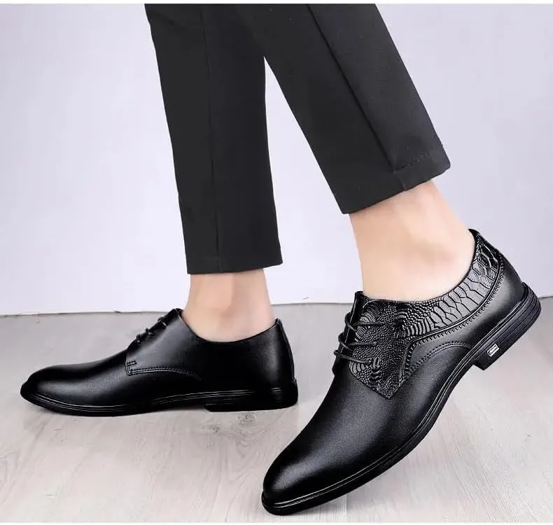 Mens Formal Shoes Dress Oxford Lace Up Casual Plain Toe Italian Leather Heel Non Slip Anti-Slip Low Top Rubber Sole Wedding