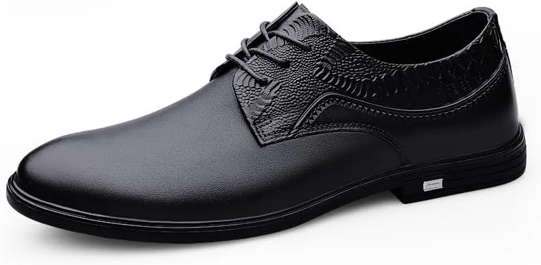 Mens Formal Shoes Dress Oxford Lace Up Casual Plain Toe Italian Leather Heel Non Slip Anti-Slip Low Top Rubber Sole Wedding