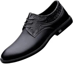 Mens Formal Shoes Dress Oxford Lace Up Casual Plain Toe Italian Leather Heel Non Slip Anti-Slip Low Top Rubber Sole Wedding
