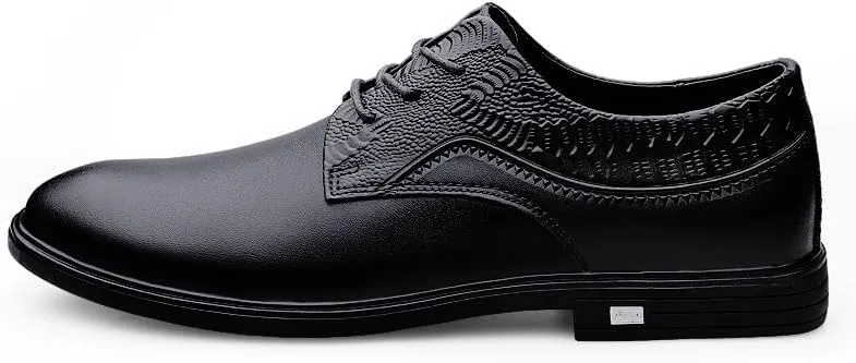 Mens Formal Shoes Dress Oxford Lace Up Casual Plain Toe Italian Leather Heel Non Slip Anti-Slip Low Top Rubber Sole Wedding