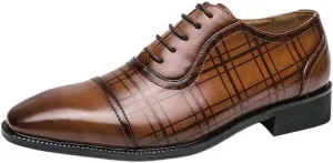 Mens Formal Shoes Fashion Lace Up Uniform Cap Toe Design French Leather Business Rubber Sole Slip Classic