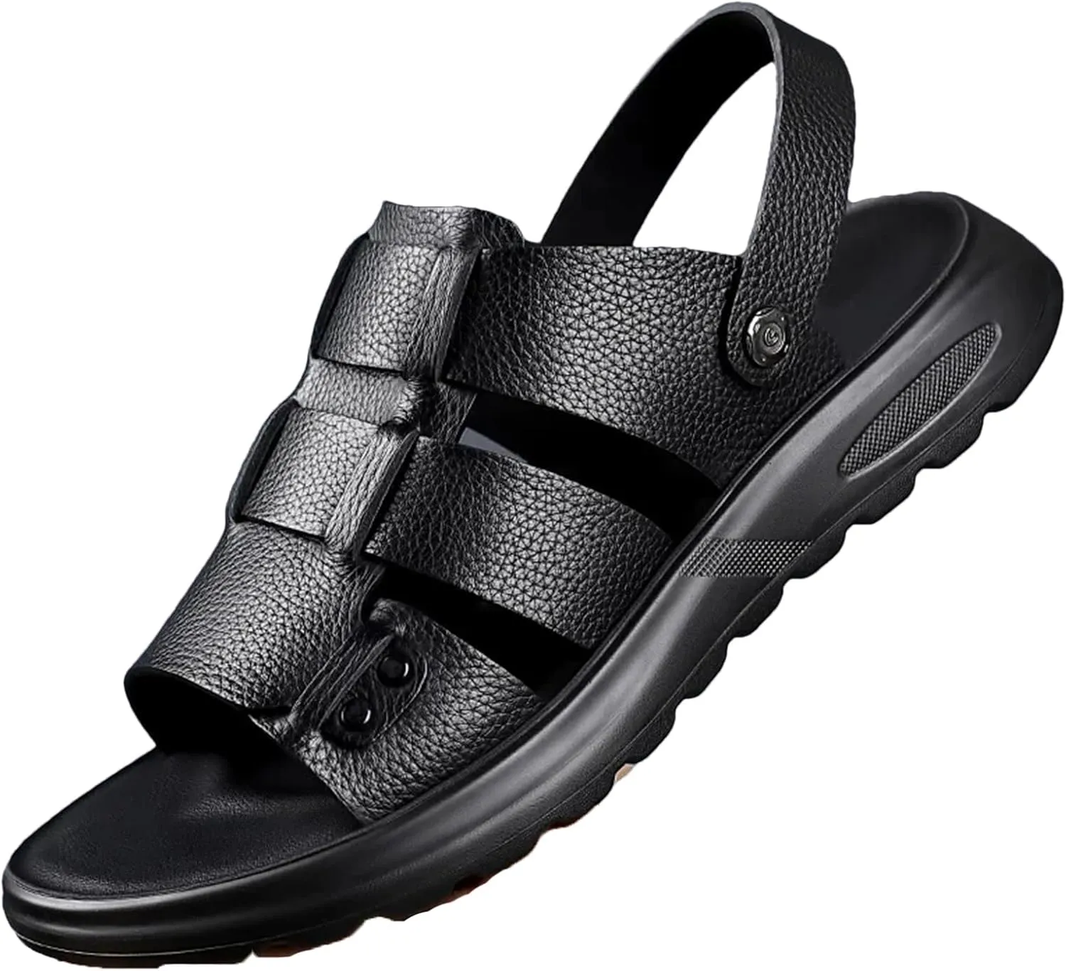 Mens Genuine Leather Sandals Leather Summer Casual Comfortable Open Toe Soft Sandals