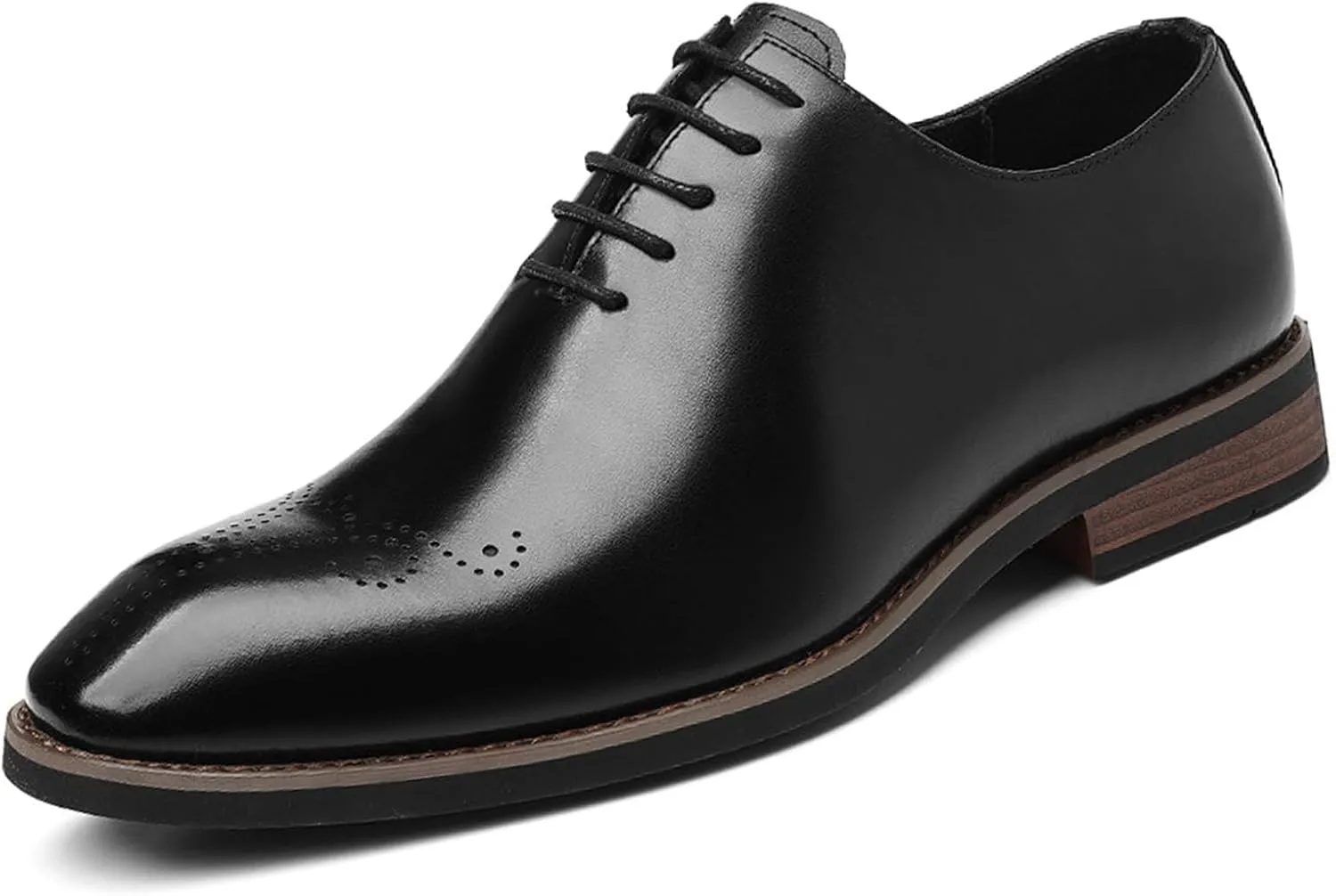 Men's Leather Brogue Dress Oxford Shoes Fashion Perforated Classic Business Formal Shoes Retro Derby Oxfords