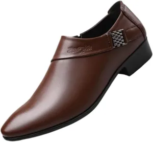 Men's Leather Platform Block Heel Oxfords Mens Business Casual Loafers Patent Leather Formal Oxford Slip On Dress Shoes