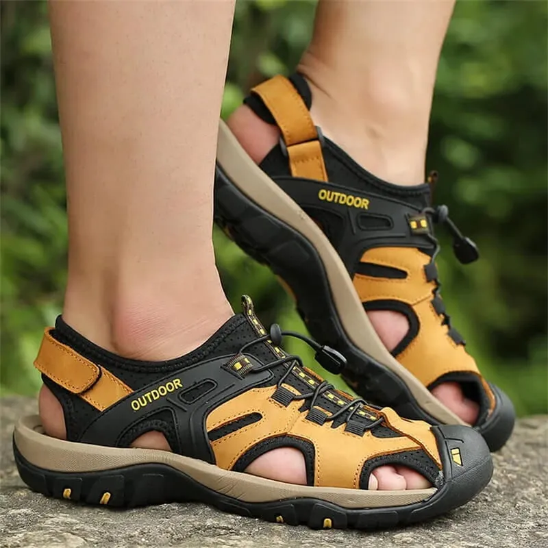 Mens Leather Sandals Hiking Shoes