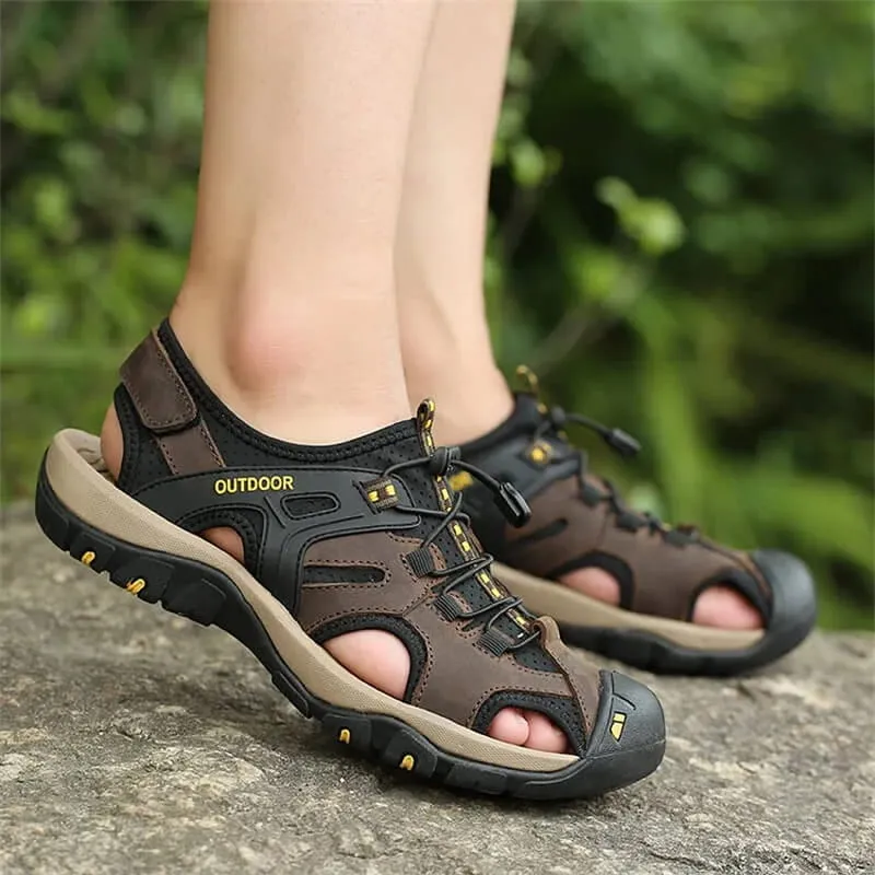 Mens Leather Sandals Hiking Shoes