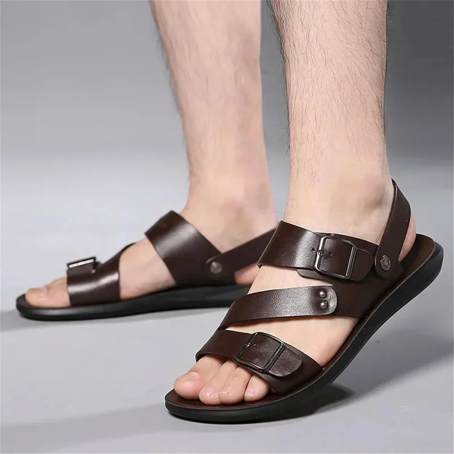 Men's Leather Sandals Slippers Beach For Male Leather Footwear