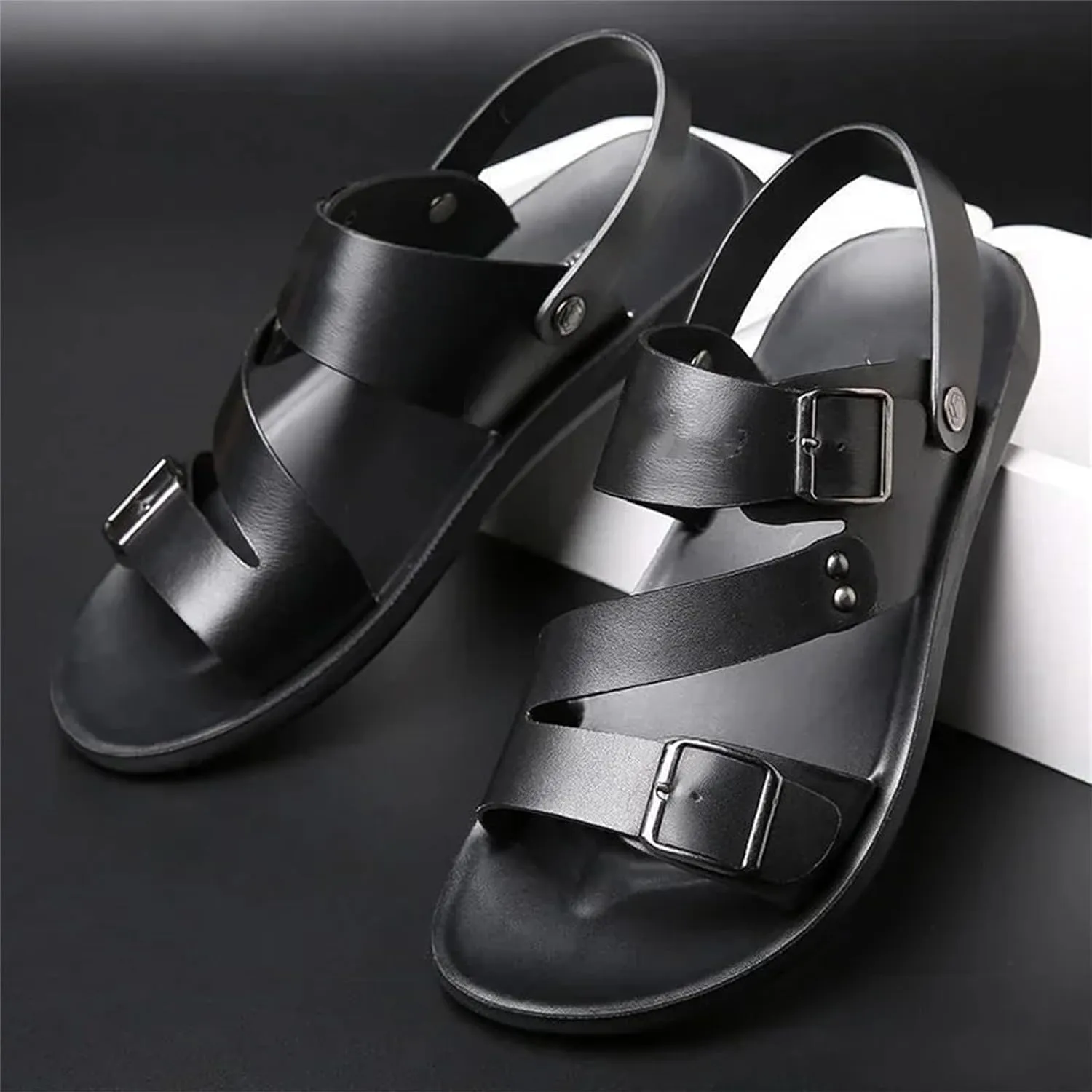 Men's Leather Sandals Slippers Beach For Male Leather Footwear