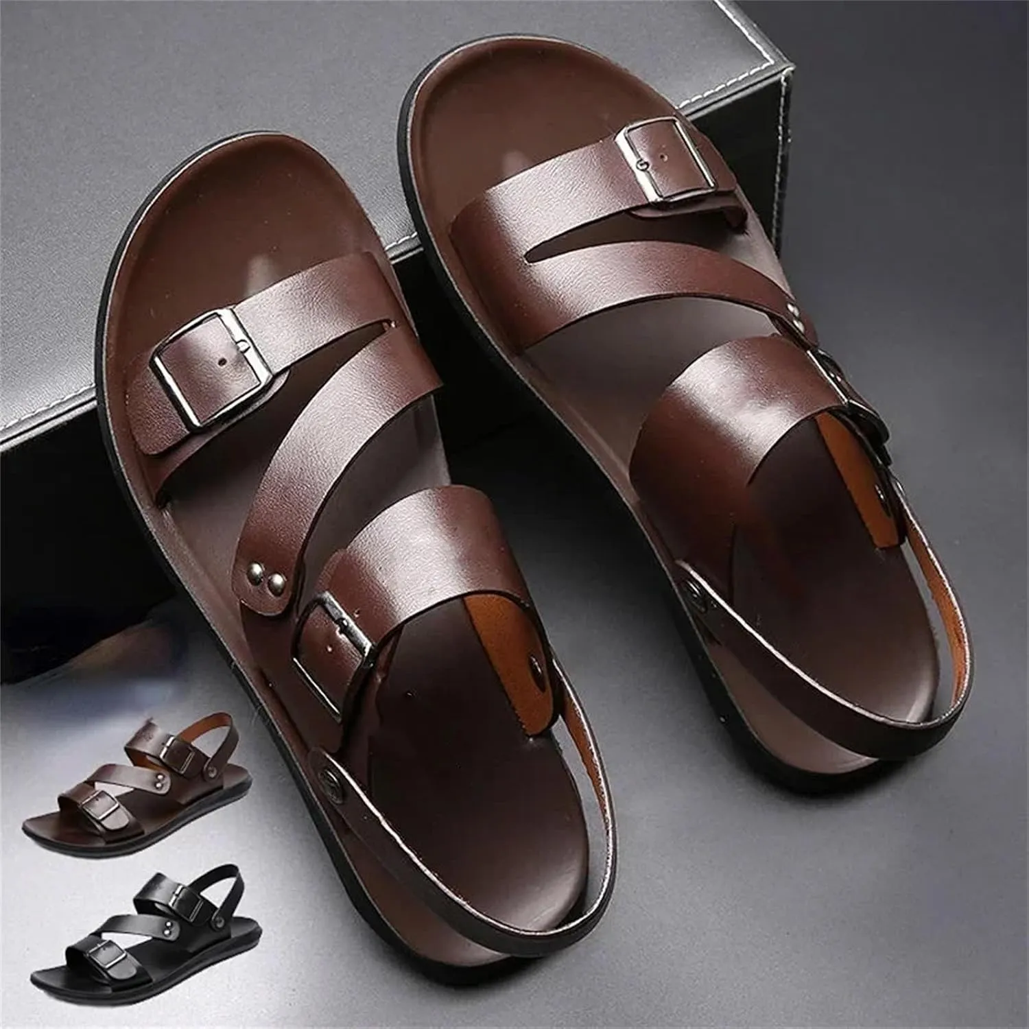 Men's Leather Sandals Slippers Beach For Male Leather Footwear