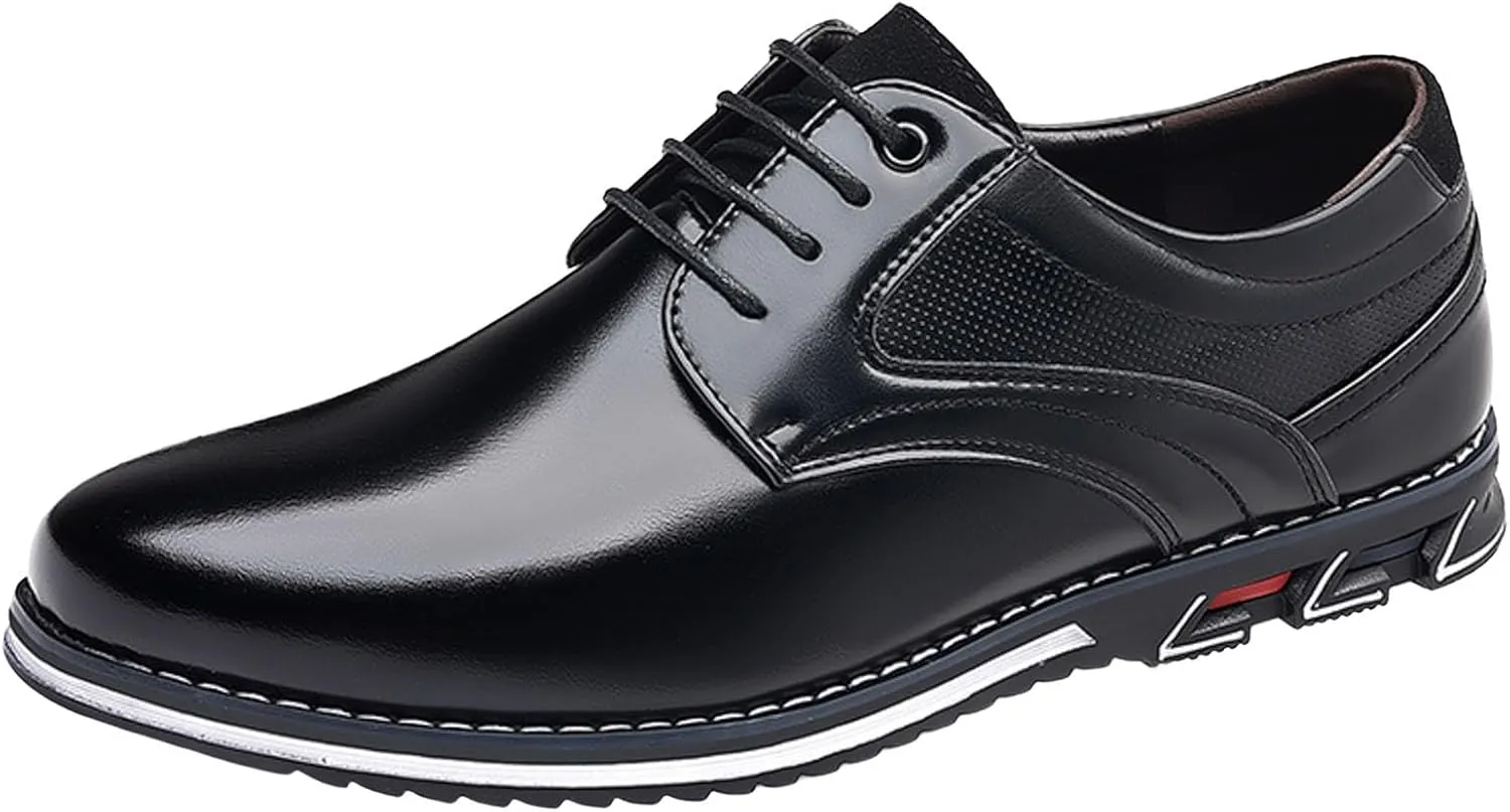 Mens Light Brown Business Casual Shoes Men Leather Shoes Fashionable New Pattern Pointed Flat Bottom Soft Bottom Lace Up Comfortable Large Size Brown Slip On Dress Shoes for Men