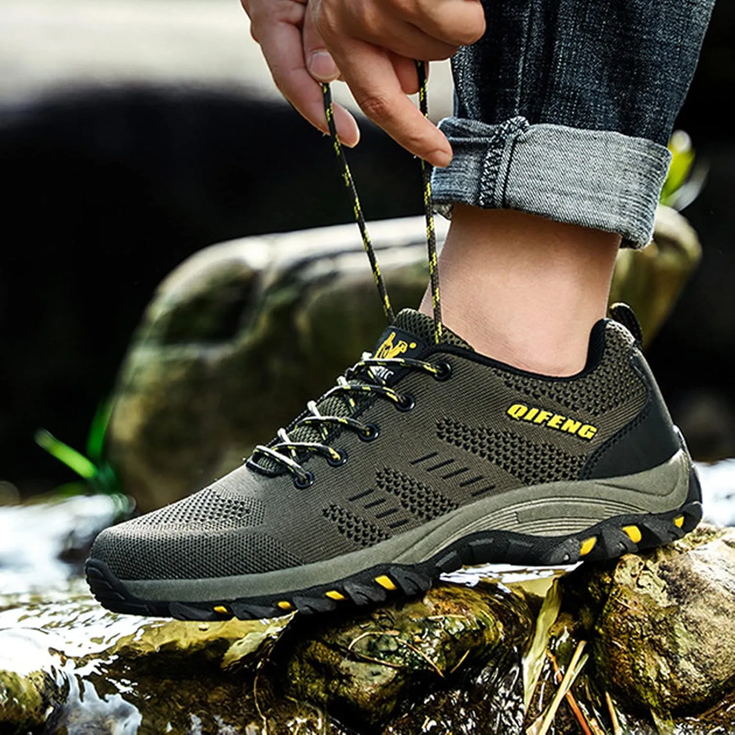 Men's Lightweight Walking Trainers Hiking Trekking Shoes Breathable Low Rise Outdoor Shoes