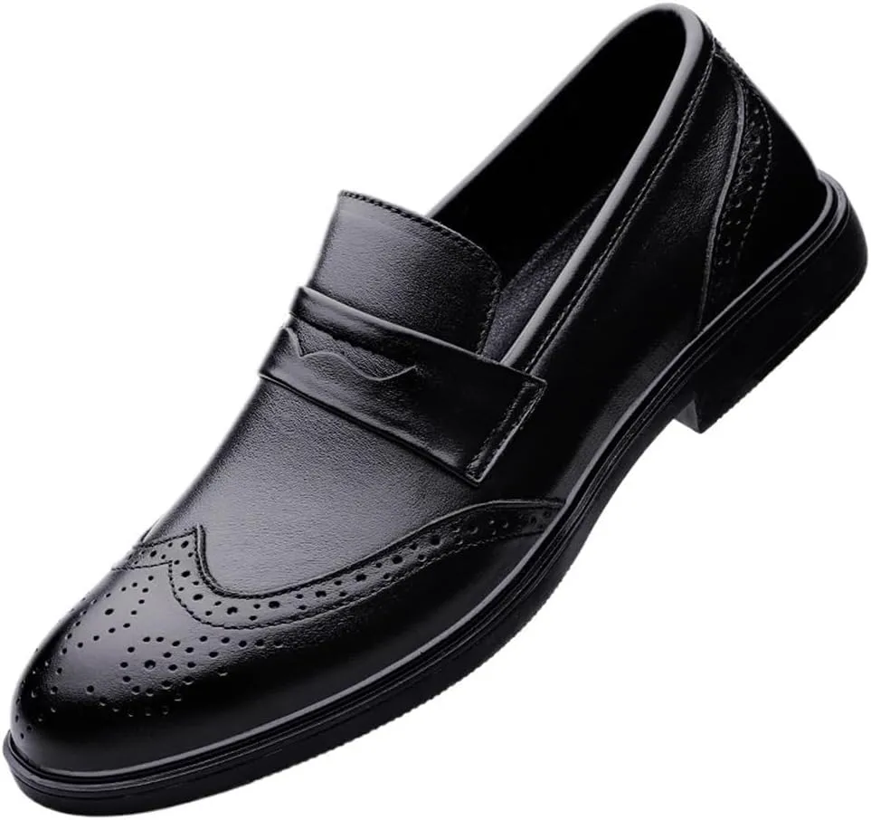 Mens Loafers Suede Vamp Uniform Office Round Toe Solid Color Casual Slip Resistant Low Top Rubber Sole Non Slip Dress Slip-on