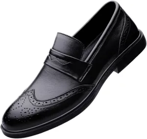 Mens Loafers Suede Vamp Uniform Office Round Toe Solid Color Casual Slip Resistant Low Top Rubber Sole Non Slip Dress Slip-on
