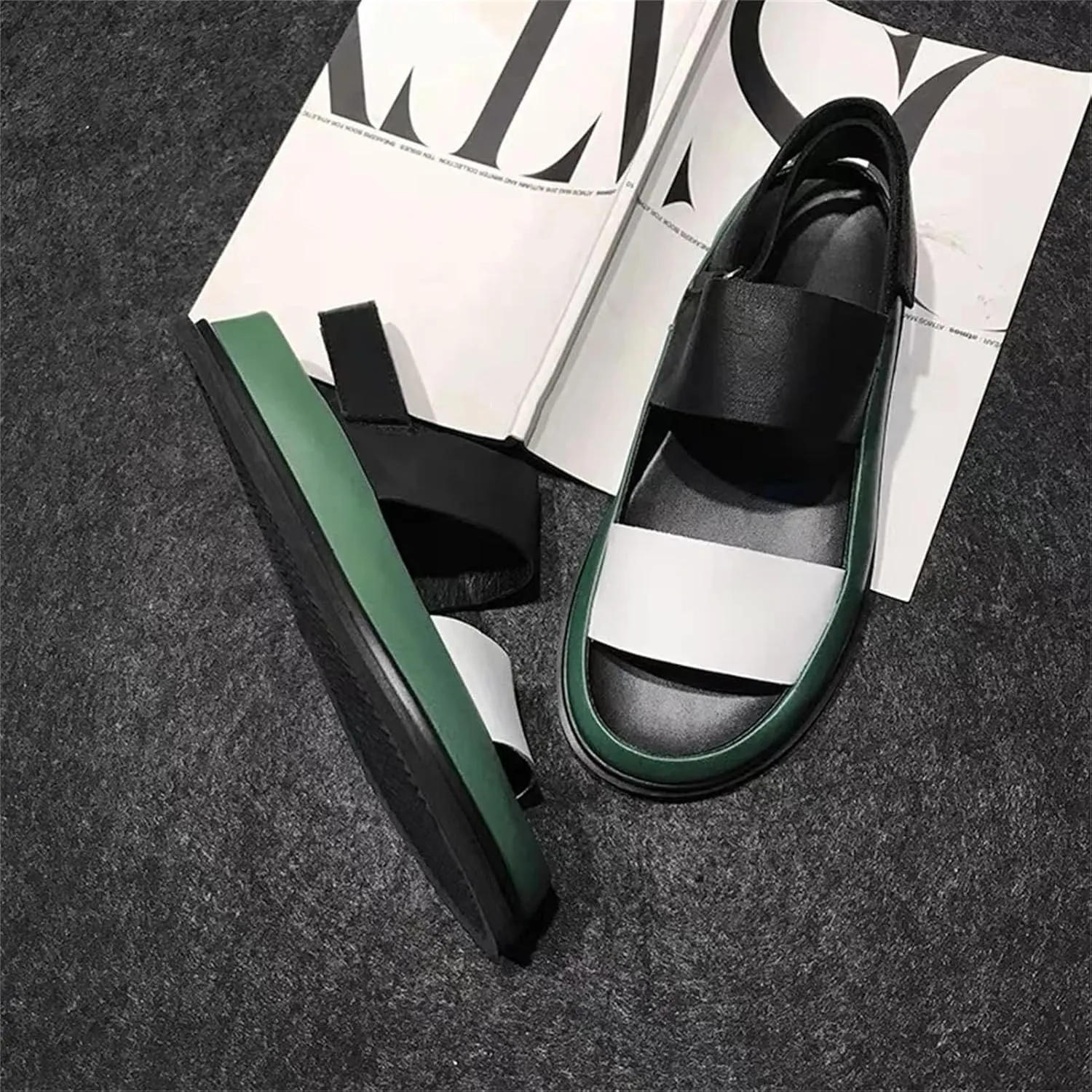 Men's Luxury Leather Slippers - High Street Summer Casual Shoes in Black