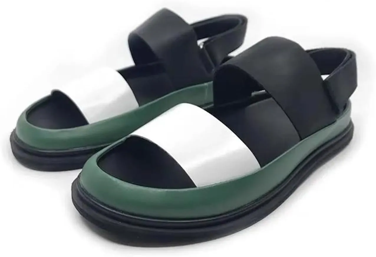Men's Luxury Leather Slippers - High Street Summer Casual Shoes in Black