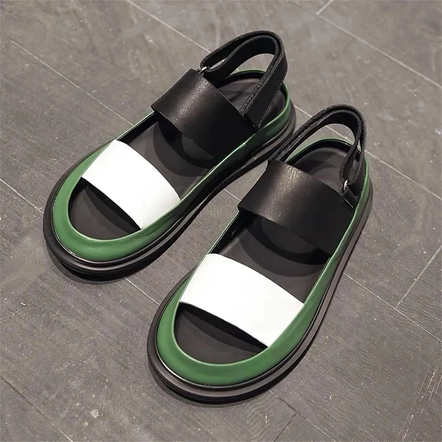 Men's Luxury Leather Slippers - High Street Summer Casual Shoes in Black