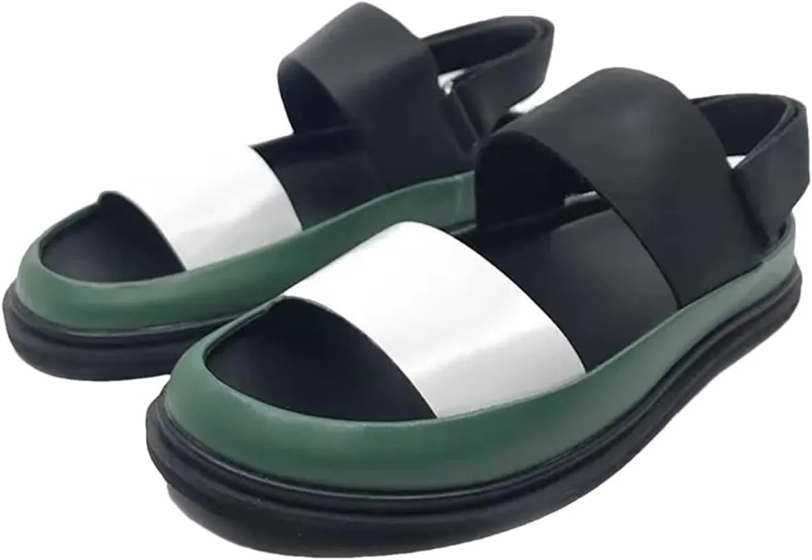 Men's Luxury Leather Slippers - High Street Summer Casual Shoes in Black