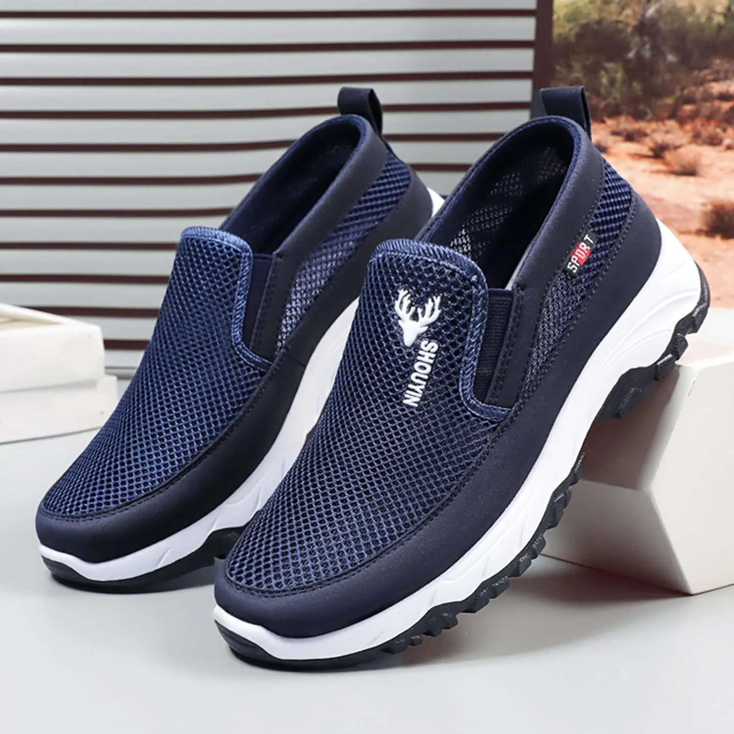 Men's Mesh Knit Slip-on Loafers Casual Shoes Casual Penny Driving Loafers Comfortable Breathable Slip On Boat Shoes for Men