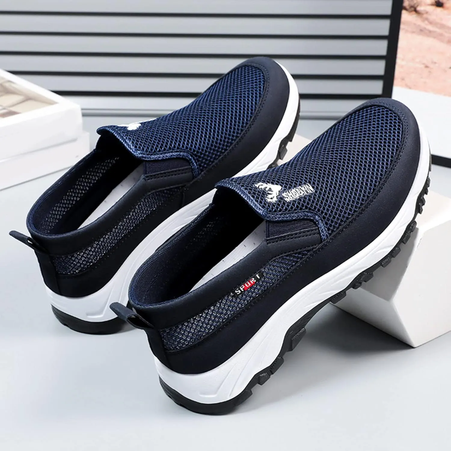 Men's Mesh Knit Slip-on Loafers Casual Shoes Casual Penny Driving Loafers Comfortable Breathable Slip On Boat Shoes for Men