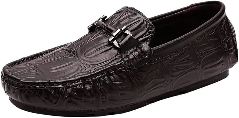 Mens Moccasins Shoe Vegan Leather Fashion Working Solid Color Round Toe Anti-Slip Non Slip Rubber Sole Block Heel Low Top Uniform