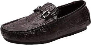 Mens Moccasins Shoe Vegan Leather Fashion Working Solid Color Round Toe Anti-Slip Non Slip Rubber Sole Block Heel Low Top Uniform