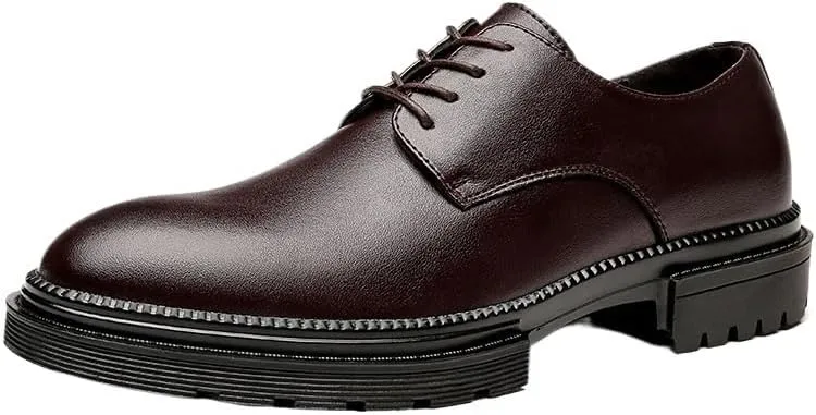 Men's Modern Cap-Toe Oxfords Business Formal Shoes with Perforated Leather Panels & Cooling Gel Insoles