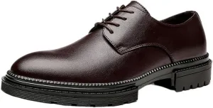 Men's Modern Cap-Toe Oxfords Business Formal Shoes with Perforated Leather Panels & Cooling Gel Insoles