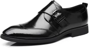 Men's Monk Strap Oxford Dress Shoes Classic Cap Toe Derby Shoes Leather Business Formal Shoes Fashion Breathable Wedding Shoes