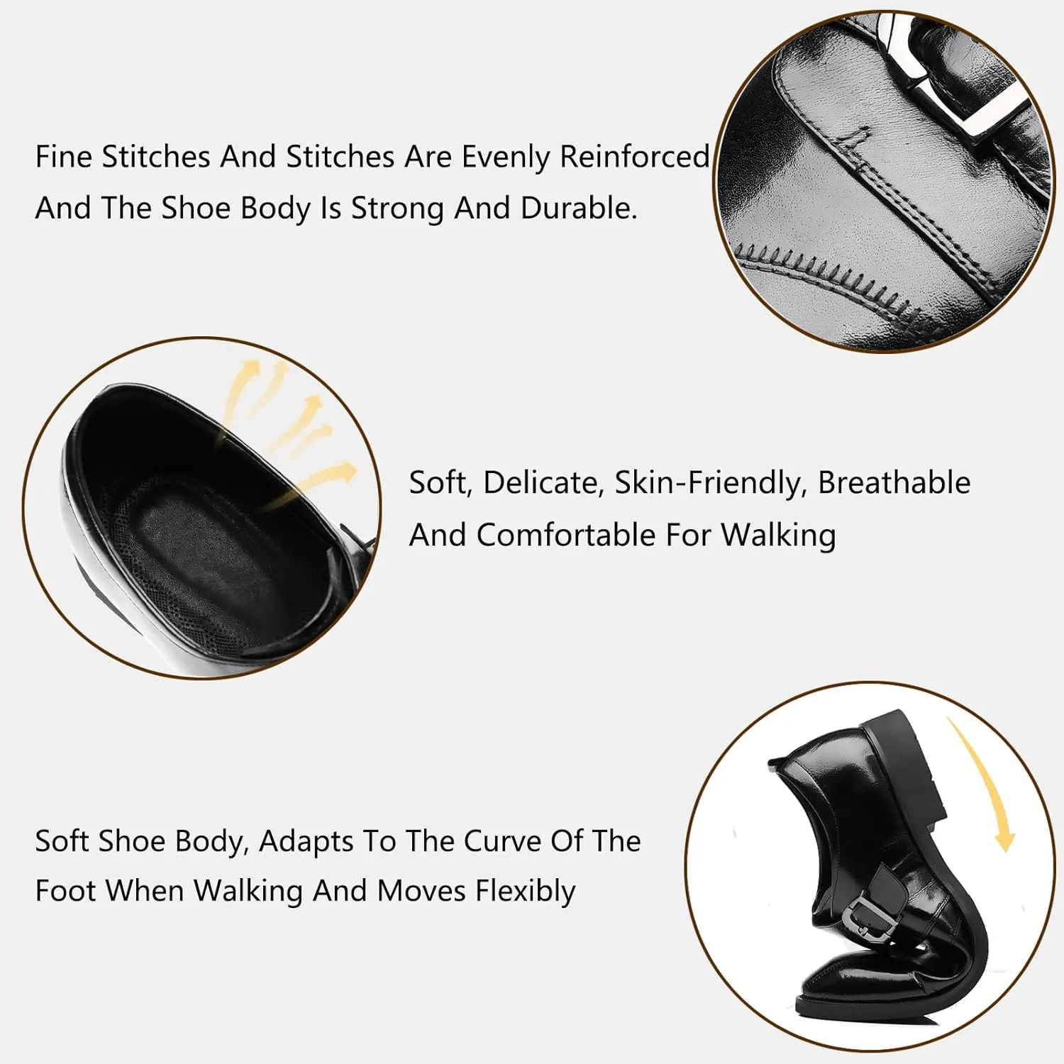Men's Monk Strap Oxford Dress Shoes Classic Cap Toe Derby Shoes Leather Business Formal Shoes Fashion Breathable Wedding Shoes