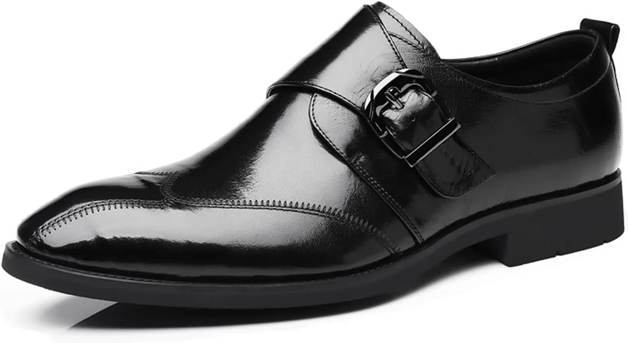 Men's Monk Strap Oxford Dress Shoes Classic Cap Toe Derby Shoes Leather Business Formal Shoes Fashion Breathable Wedding Shoes