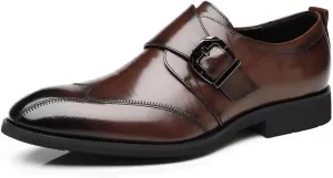 Men's Monk Strap Oxford Dress Shoes Classic Cap Toe Derby Shoes Leather Business Formal Shoes Fashion Breathable Wedding Shoes