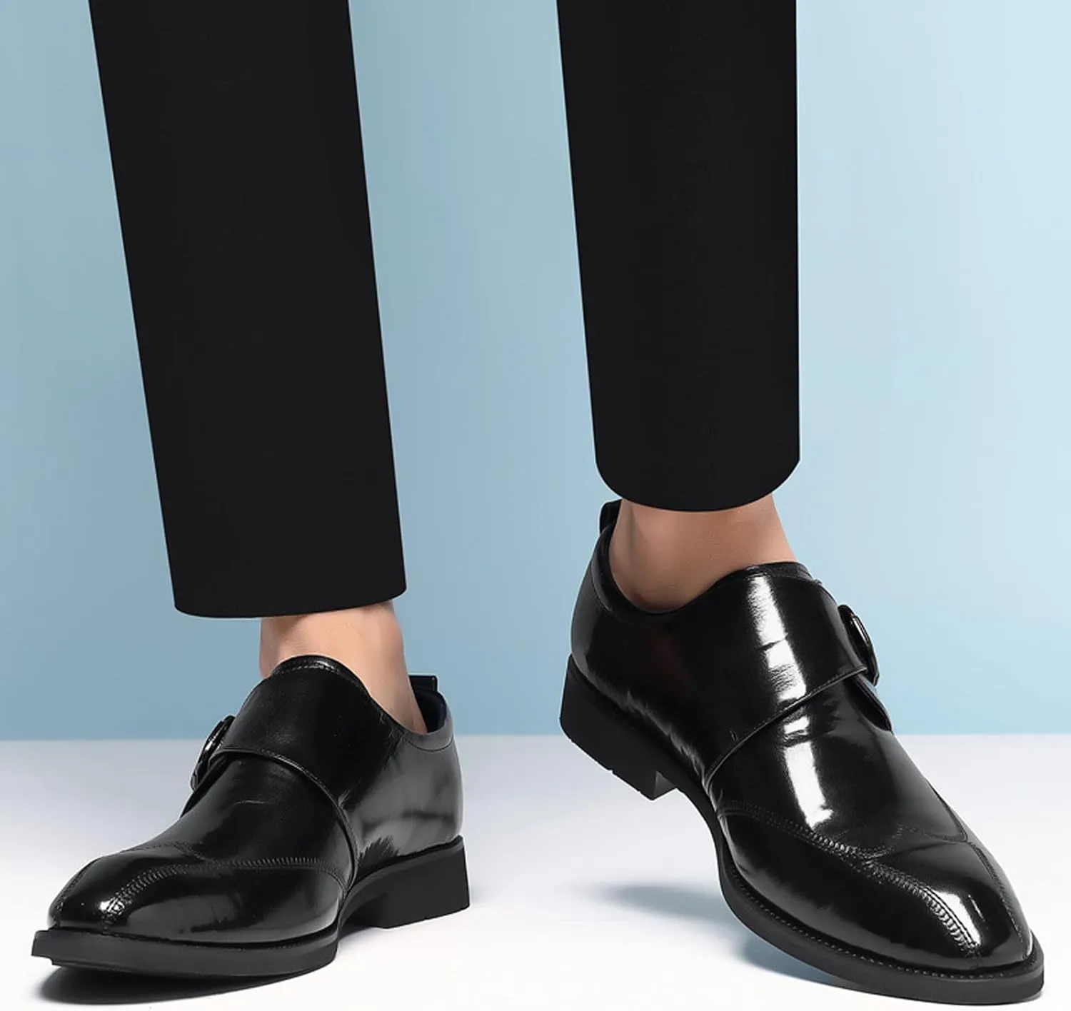 Men's Monk Strap Oxford Dress Shoes Classic Cap Toe Derby Shoes Leather Business Formal Shoes Fashion Breathable Wedding Shoes