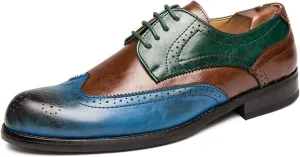 Men's Multicolour Leather Wingtip Dress Oxfords Shoes Retro Lace Up Brogue Formal Shoes for Business Leisure Dance Performance Parties