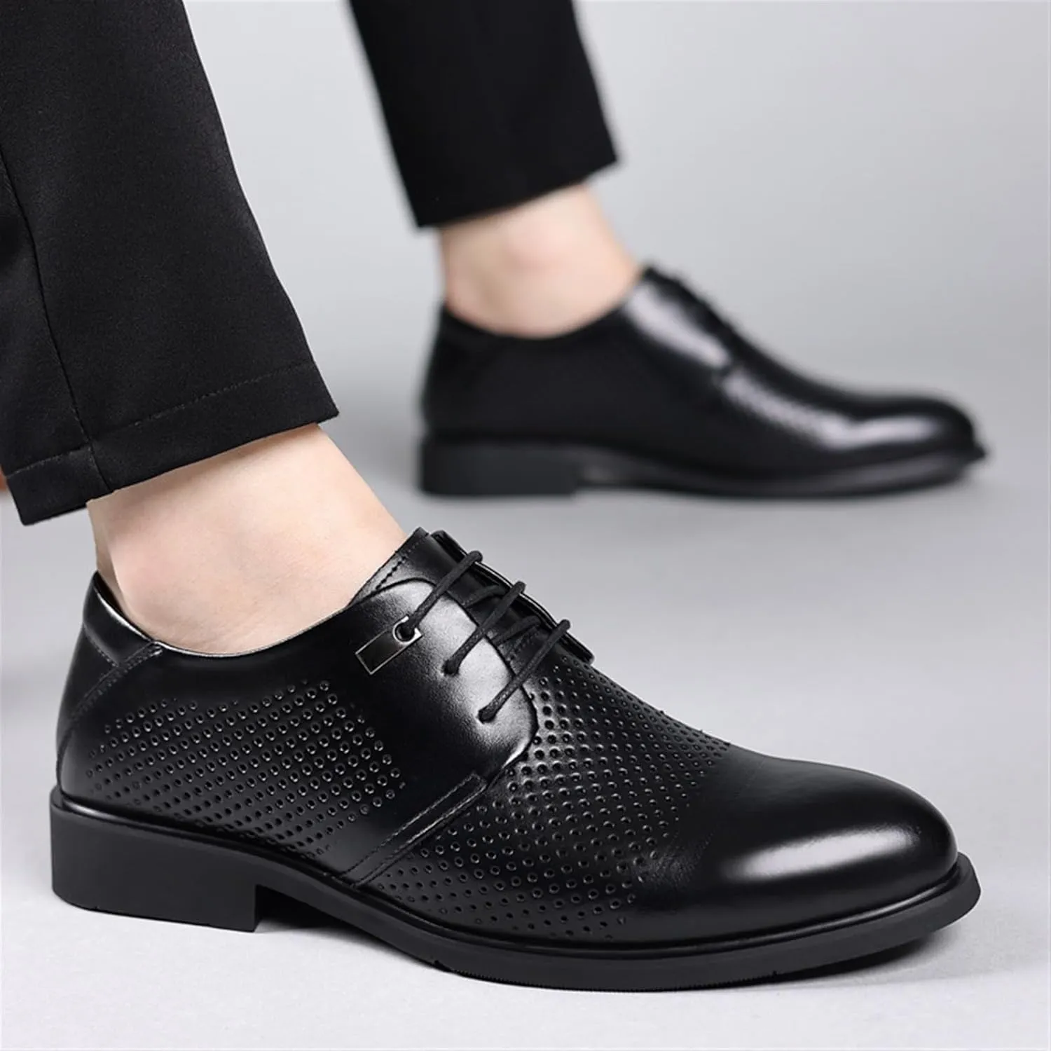 Men's Oxford Shoes Casual Business Lace Up Dress Shoes Comfort Wide Pointed Toe Non-Slip Formal Derby Shoes for Men(Black,11)