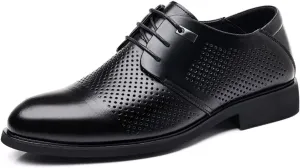 Men's Oxford Shoes Casual Business Lace Up Dress Shoes Comfort Wide Pointed Toe Non-Slip Formal Derby Shoes for Men(Black,11)