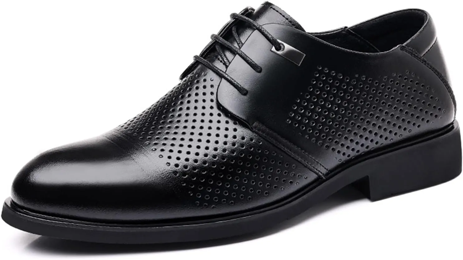 Men's Oxford Shoes Casual Business Lace Up Dress Shoes Comfort Wide Pointed Toe Non-Slip Formal Derby Shoes for Men(Black,8)
